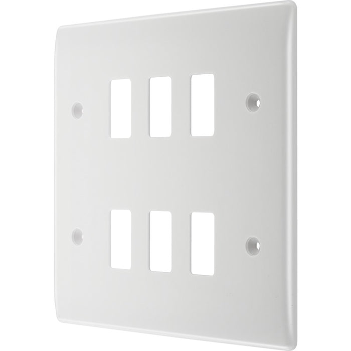 BG R86 White Moulded 6G Grid Front Plate - White - westbasedirect.com