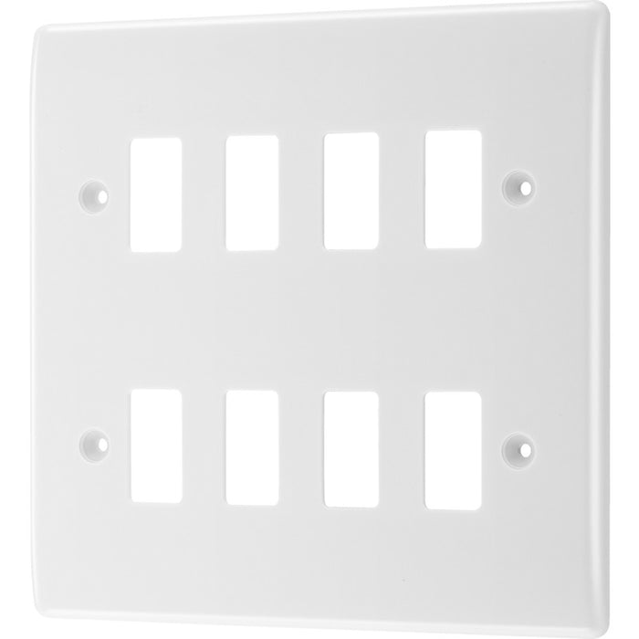 BG R88 White Moulded 8G Grid Front Plate - White - westbasedirect.com