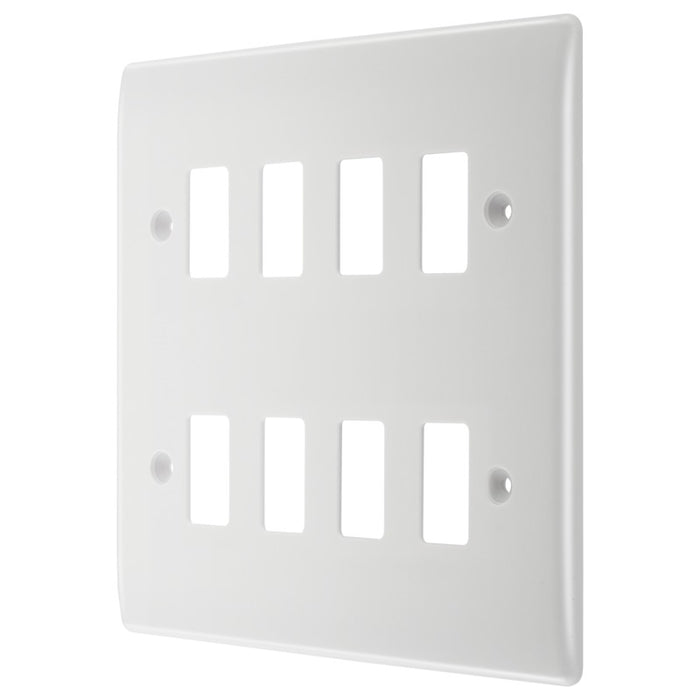 BG R88 White Moulded 8G Grid Front Plate - White - westbasedirect.com