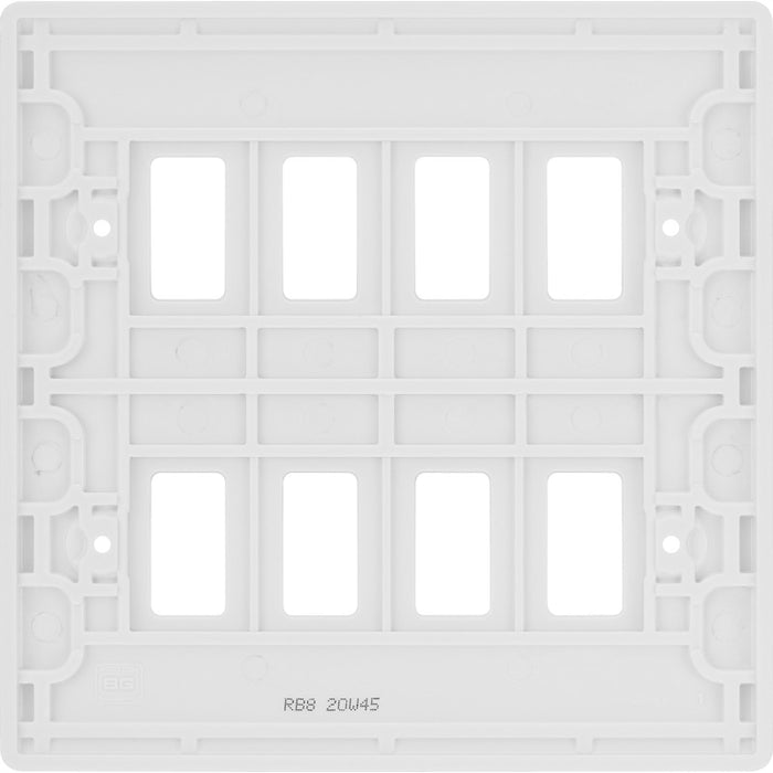 BG R88 White Moulded 8G Grid Front Plate - White - westbasedirect.com