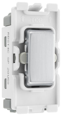 BG RBS14C Nexus Grid 20A SP 2-Way Retractive (PRESS) Centre Off - Brushed Steel
