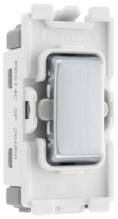 BG RBS14C Nexus Grid 20A SP 2-Way Retractive (PRESS) Centre Off - Brushed Steel - westbasedirect.com
