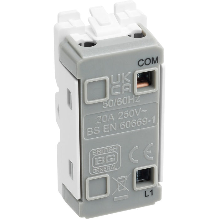 BG RBS14 Nexus Grid 20A SP 2-Way Retractive (PRESS) - Brushed Steel - westbasedirect.com