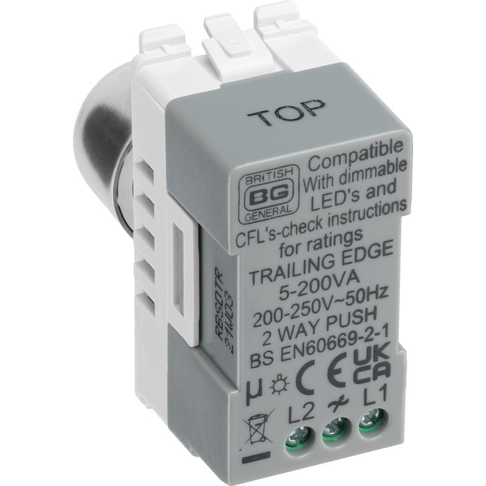 BG RBSDTR Nexus Grid Dimmer 2-Way 200W Trailing Edge - Brushed Steel - westbasedirect.com