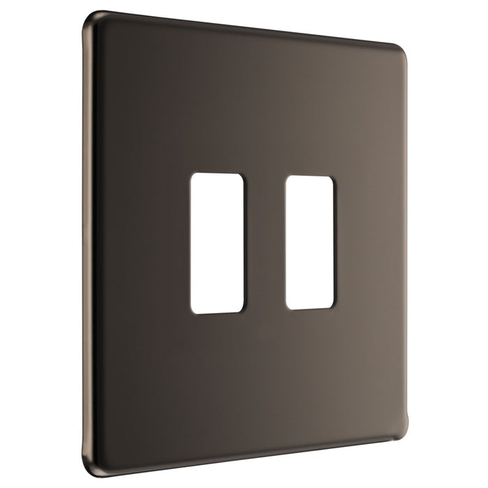 BG RFBN2 Flatplate Screwless 2G Grid Front Plate - Black Nickel - westbasedirect.com
