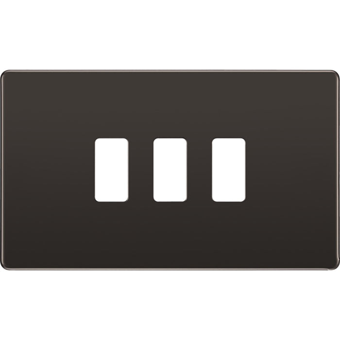 BG RFBN3 Flatplate Screwless 3G Grid Front Plate - Black Nickel - westbasedirect.com