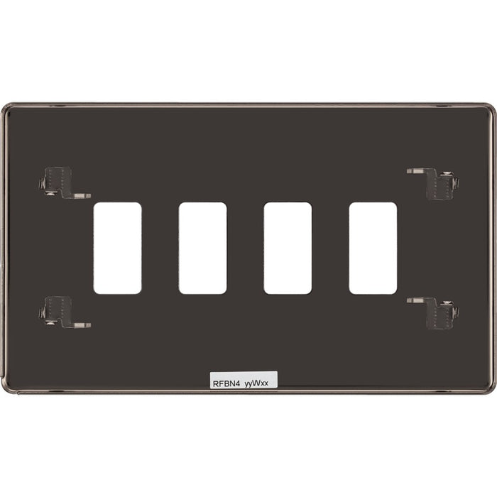 BG RFBN4 Flatplate Screwless 4G Grid Front Plate - Black Nickel - westbasedirect.com