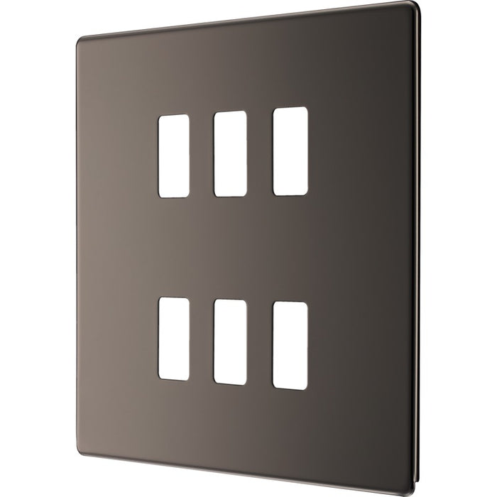 BG RFBN6 Flatplate Screwless 6G Grid Front Plate - Black Nickel - westbasedirect.com