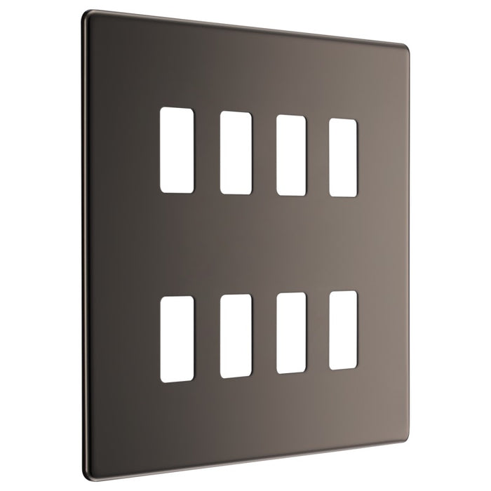 BG RFBN8 Flatplate Screwless 8G Grid Front Plate - Black Nickel - westbasedirect.com