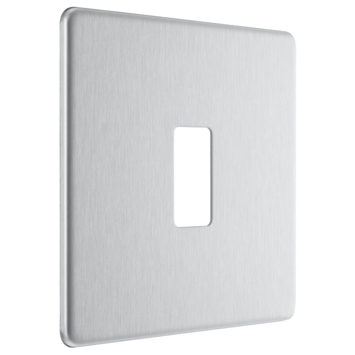 BG RFBS1 Flatplate Screwless 1G Grid Front Plate - Brushed Steel - westbasedirect.com