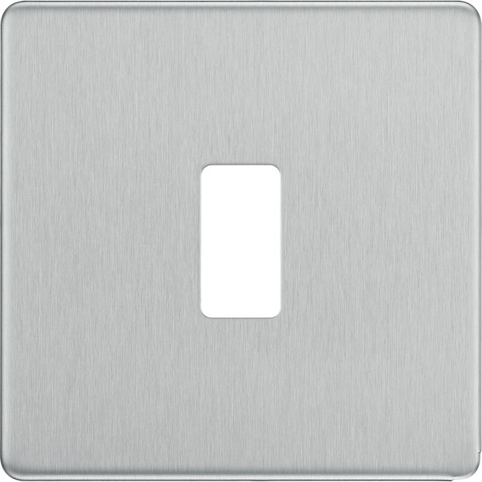 BG RFBS1 Flatplate Screwless 1G Grid Front Plate - Brushed Steel - westbasedirect.com