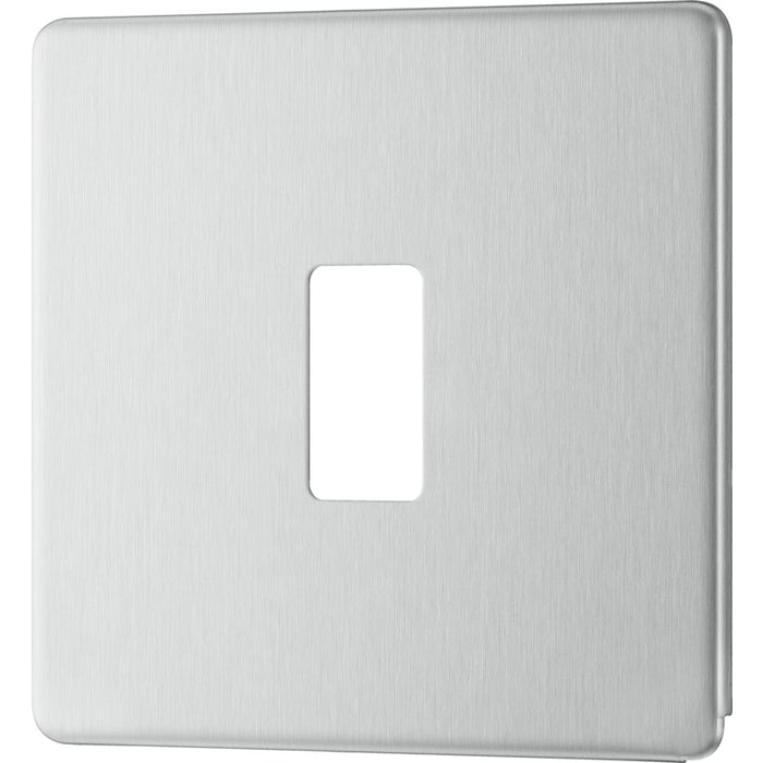 BG RFBS1 Flatplate Screwless 1G Grid Front Plate - Brushed Steel - westbasedirect.com