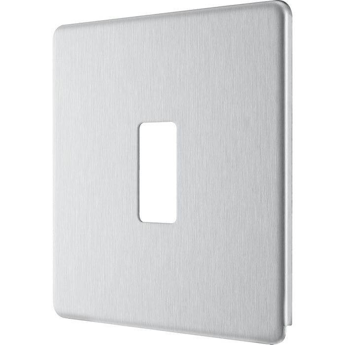 BG RFBS1 Flatplate Screwless 1G Grid Front Plate - Brushed Steel - westbasedirect.com