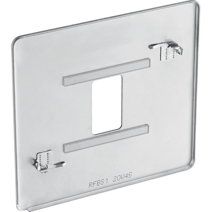 BG RFBS1 Flatplate Screwless 1G Grid Front Plate - Brushed Steel - westbasedirect.com