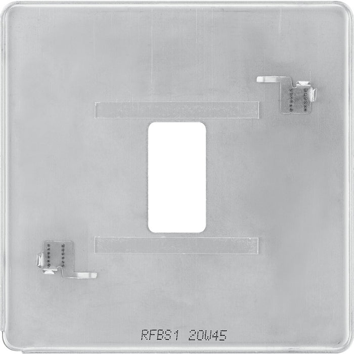 BG RFBS1 Flatplate Screwless 1G Grid Front Plate - Brushed Steel - westbasedirect.com