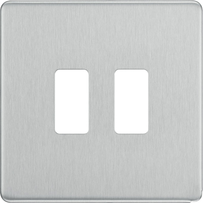 BG RFBS2 Flatplate Screwless 2G Grid Front Plate - Brushed Steel - westbasedirect.com