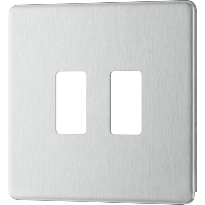 BG RFBS2 Flatplate Screwless 2G Grid Front Plate - Brushed Steel - westbasedirect.com