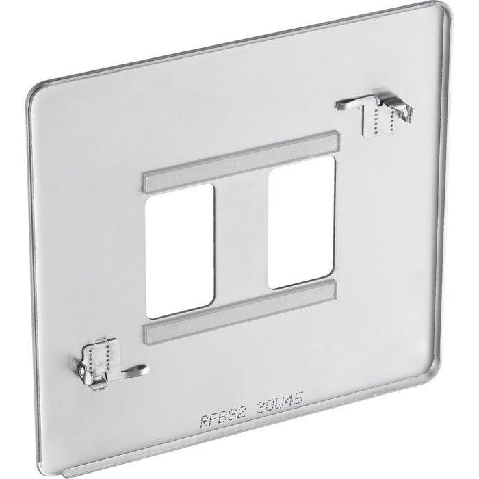 BG RFBS2 Flatplate Screwless 2G Grid Front Plate - Brushed Steel - westbasedirect.com
