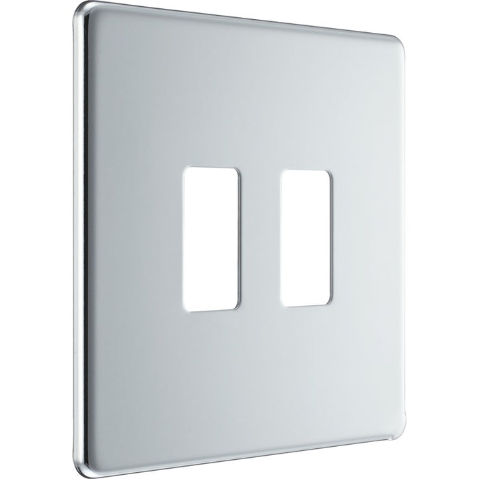 BG RFPC2 Flatplate Screwless 2G Grid Front Plate - Polished Chrome - westbasedirect.com