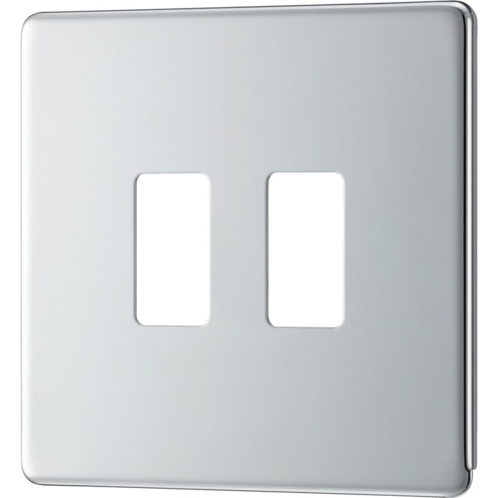BG RFPC2 Flatplate Screwless 2G Grid Front Plate - Polished Chrome - westbasedirect.com