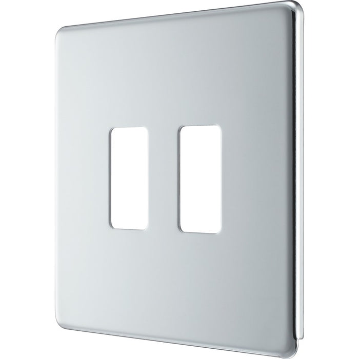 BG RFPC2 Flatplate Screwless 2G Grid Front Plate - Polished Chrome - westbasedirect.com