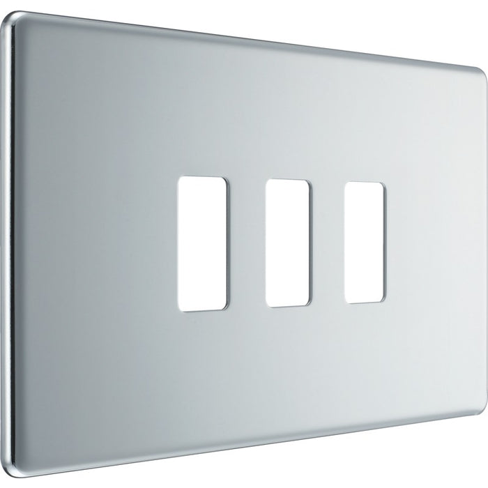 BG RFPC3 Flatplate Screwless 3G Grid Front Plate - Polished Chrome - westbasedirect.com