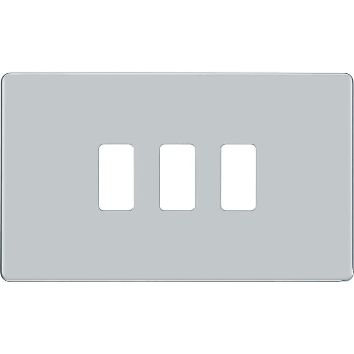 BG RFPC3 Flatplate Screwless 3G Grid Front Plate - Polished Chrome - westbasedirect.com