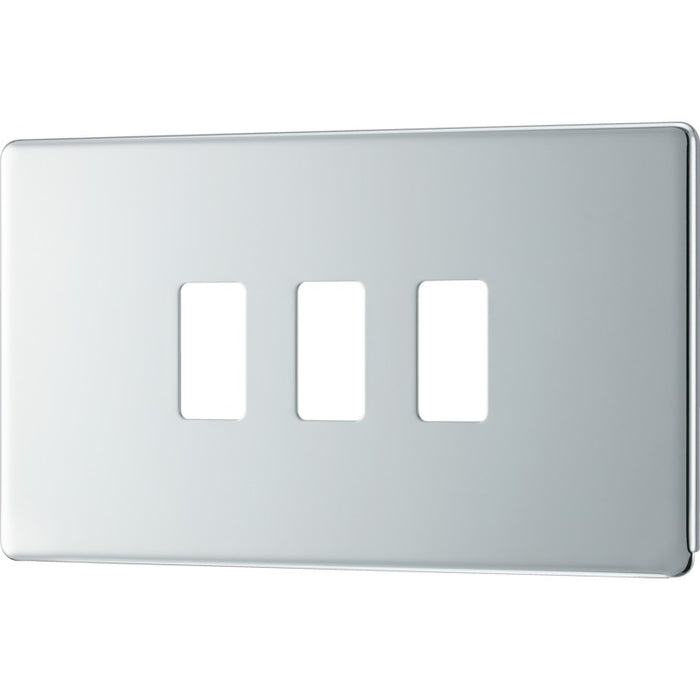 BG RFPC3 Flatplate Screwless 3G Grid Front Plate - Polished Chrome - westbasedirect.com