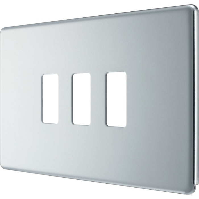 BG RFPC3 Flatplate Screwless 3G Grid Front Plate - Polished Chrome - westbasedirect.com
