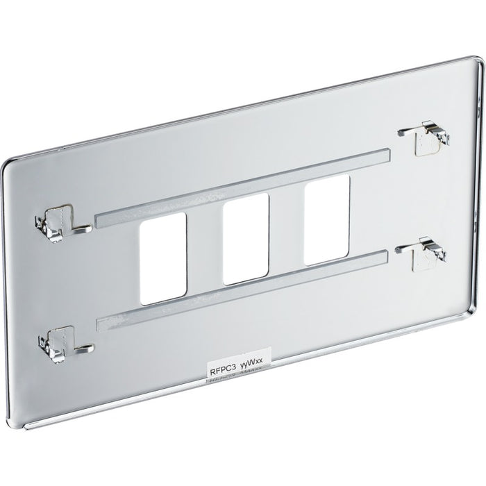 BG RFPC3 Flatplate Screwless 3G Grid Front Plate - Polished Chrome - westbasedirect.com
