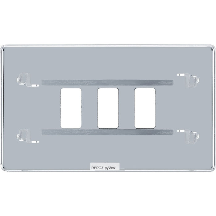 BG RFPC3 Flatplate Screwless 3G Grid Front Plate - Polished Chrome - westbasedirect.com