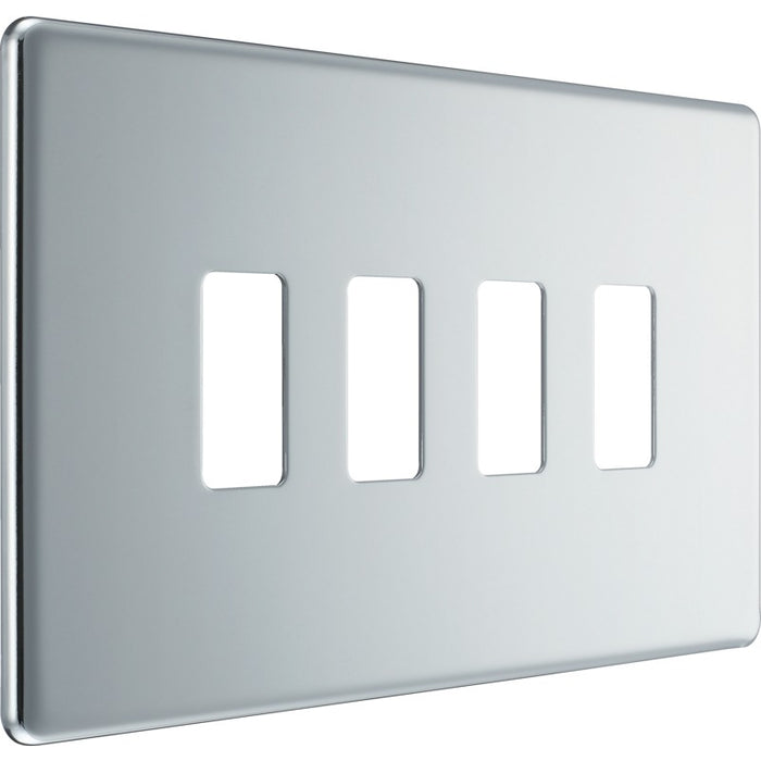 BG RFPC4 Flatplate Screwless 4G Grid Front Plate - Polished Chrome - westbasedirect.com