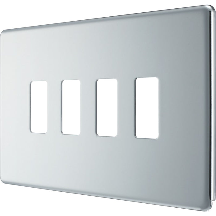 BG RFPC4 Flatplate Screwless 4G Grid Front Plate - Polished Chrome - westbasedirect.com