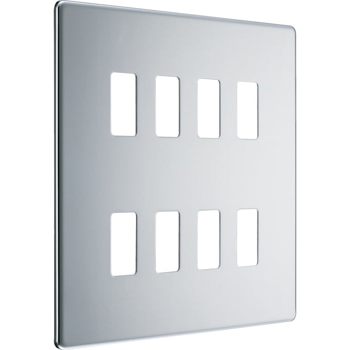 BG RFPC8 Flatplate Screwless 8G Grid Front Plate - Polished Chrome - westbasedirect.com