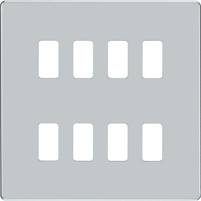 BG RFPC8 Flatplate Screwless 8G Grid Front Plate - Polished Chrome - westbasedirect.com