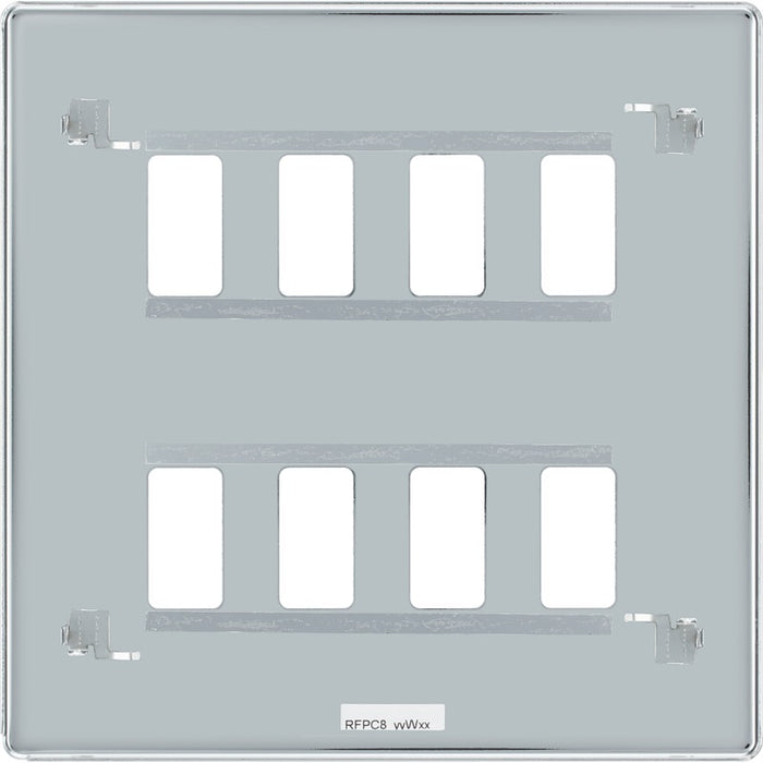 BG RFPC8 Flatplate Screwless 8G Grid Front Plate - Polished Chrome - westbasedirect.com