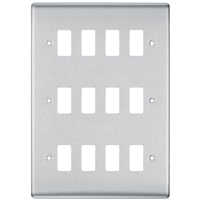 BG RNBS12 Nexus Metal 12G Grid Front Plate - Brushed Steel - westbasedirect.com