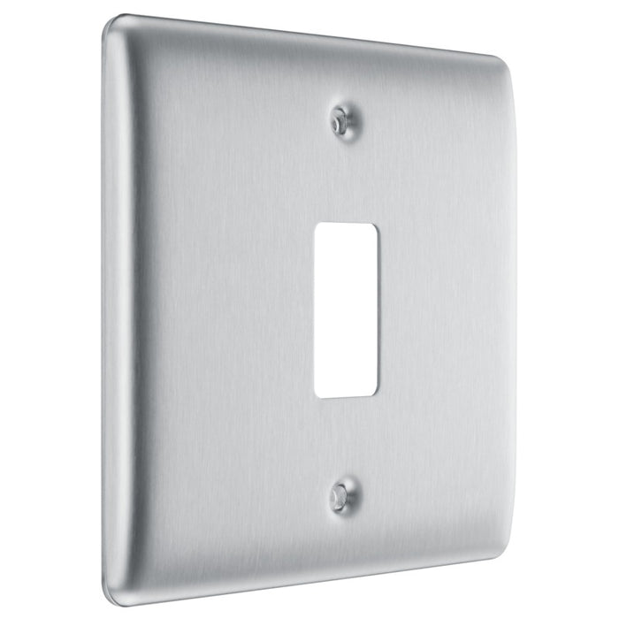 BG RNBS1 Nexus Metal 1G Grid Front Plate - Brushed Steel - westbasedirect.com