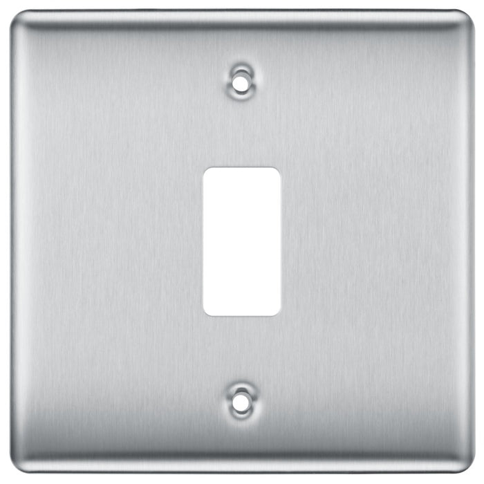 BG RNBS1 Nexus Metal 1G Grid Front Plate - Brushed Steel - westbasedirect.com
