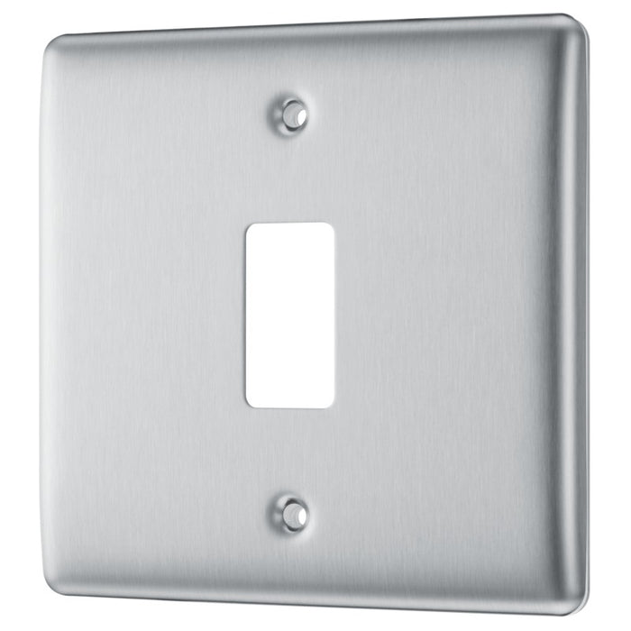 BG RNBS1 Nexus Metal 1G Grid Front Plate - Brushed Steel - westbasedirect.com