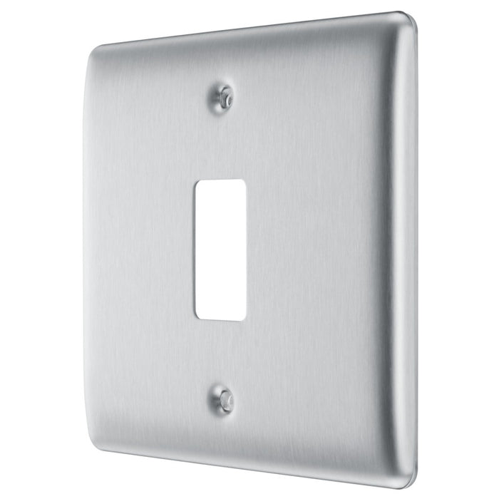 BG RNBS1 Nexus Metal 1G Grid Front Plate - Brushed Steel - westbasedirect.com