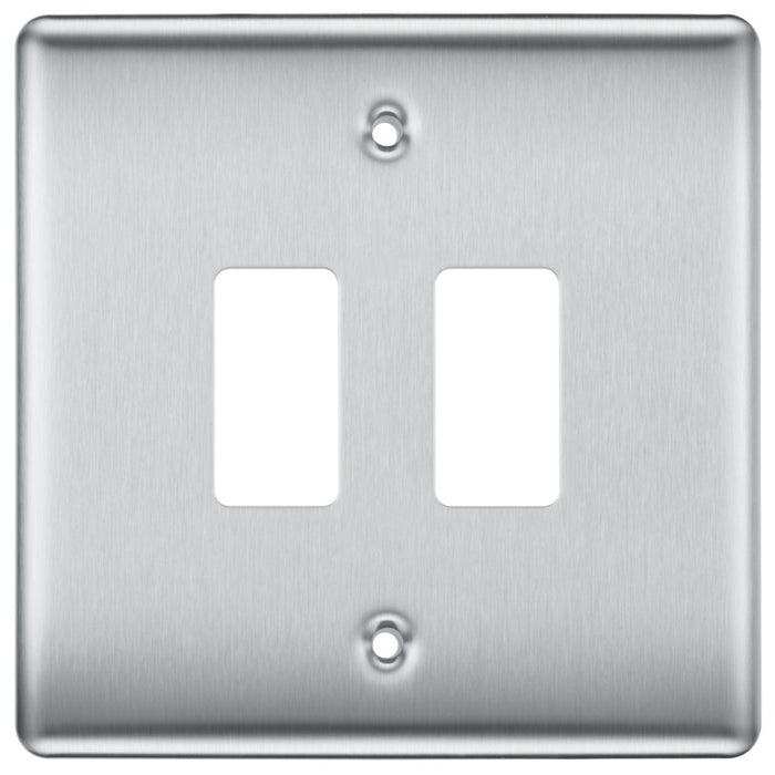 BG RNBS2 Nexus Metal 2G Grid Front Plate - Brushed Steel - westbasedirect.com