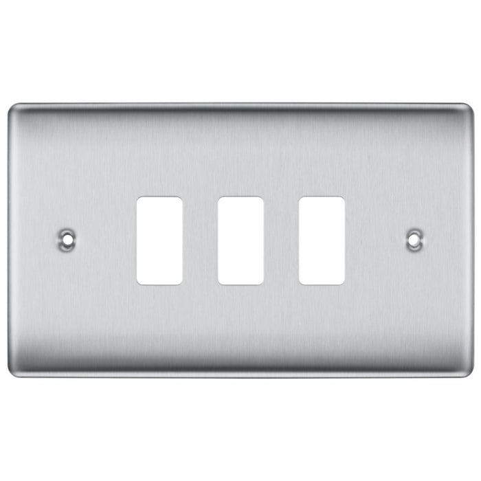 BG RNBS3 Nexus Metal 3G Grid Front Plate - Brushed Steel - westbasedirect.com