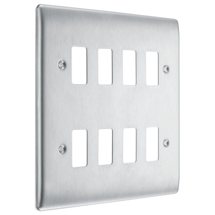 BG RNBS8 Nexus Metal 8G Grid Front Plate - Brushed Steel - westbasedirect.com
