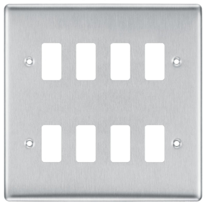 BG RNBS8 Nexus Metal 8G Grid Front Plate - Brushed Steel - westbasedirect.com