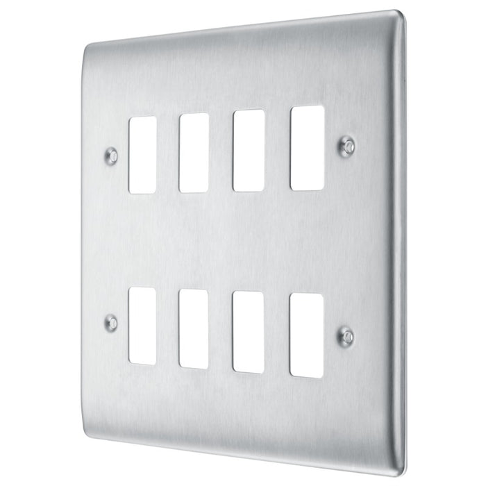 BG RNBS8 Nexus Metal 8G Grid Front Plate - Brushed Steel - westbasedirect.com