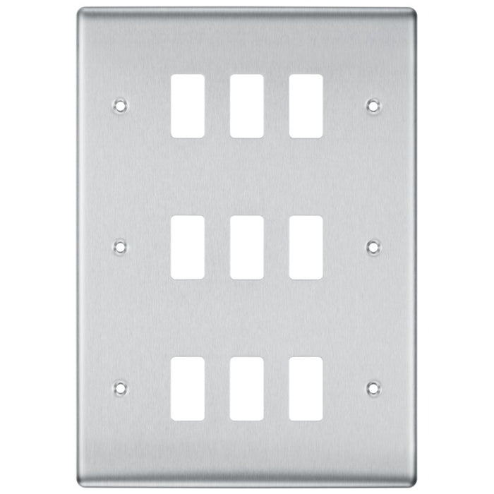 BG RNBS9 Nexus Metal 9G Grid Front Plate - Brushed Steel - westbasedirect.com