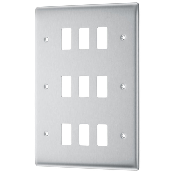 BG RNBS9 Nexus Metal 9G Grid Front Plate - Brushed Steel - westbasedirect.com