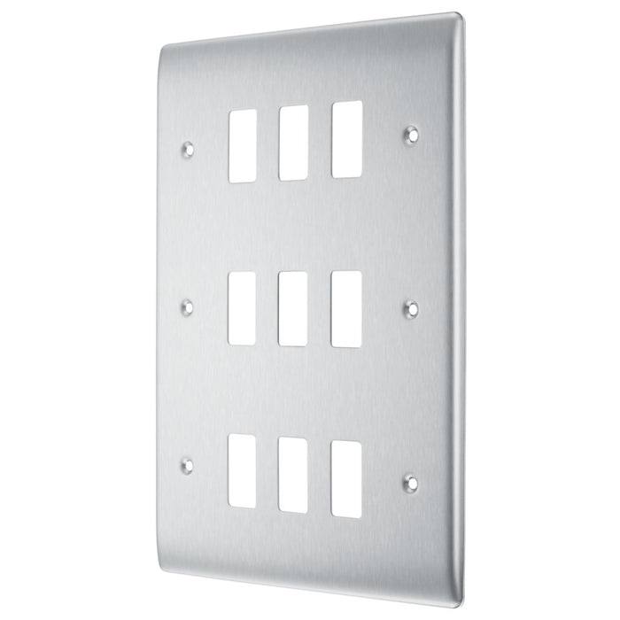 BG RNBS9 Nexus Metal 9G Grid Front Plate - Brushed Steel - westbasedirect.com