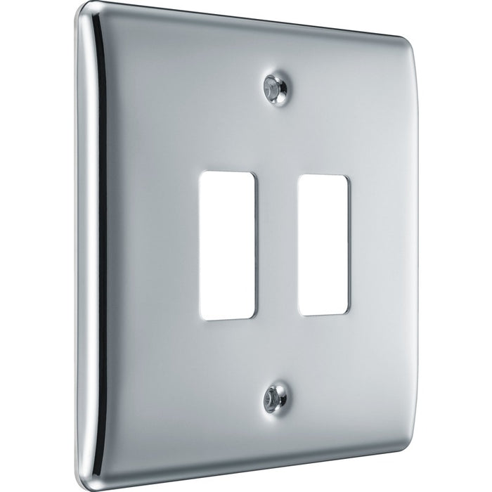 BG RNPC2 Nexus Metal 2G Grid Front Plate - Polished Chrome - westbasedirect.com